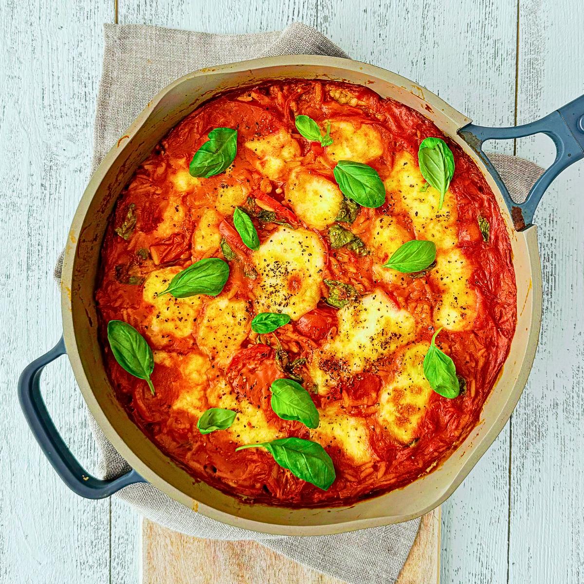 Caprese Orzo Bake