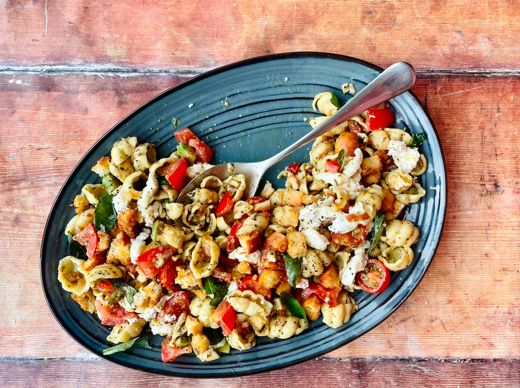 Caprese Style Pasta With Buttery Panko