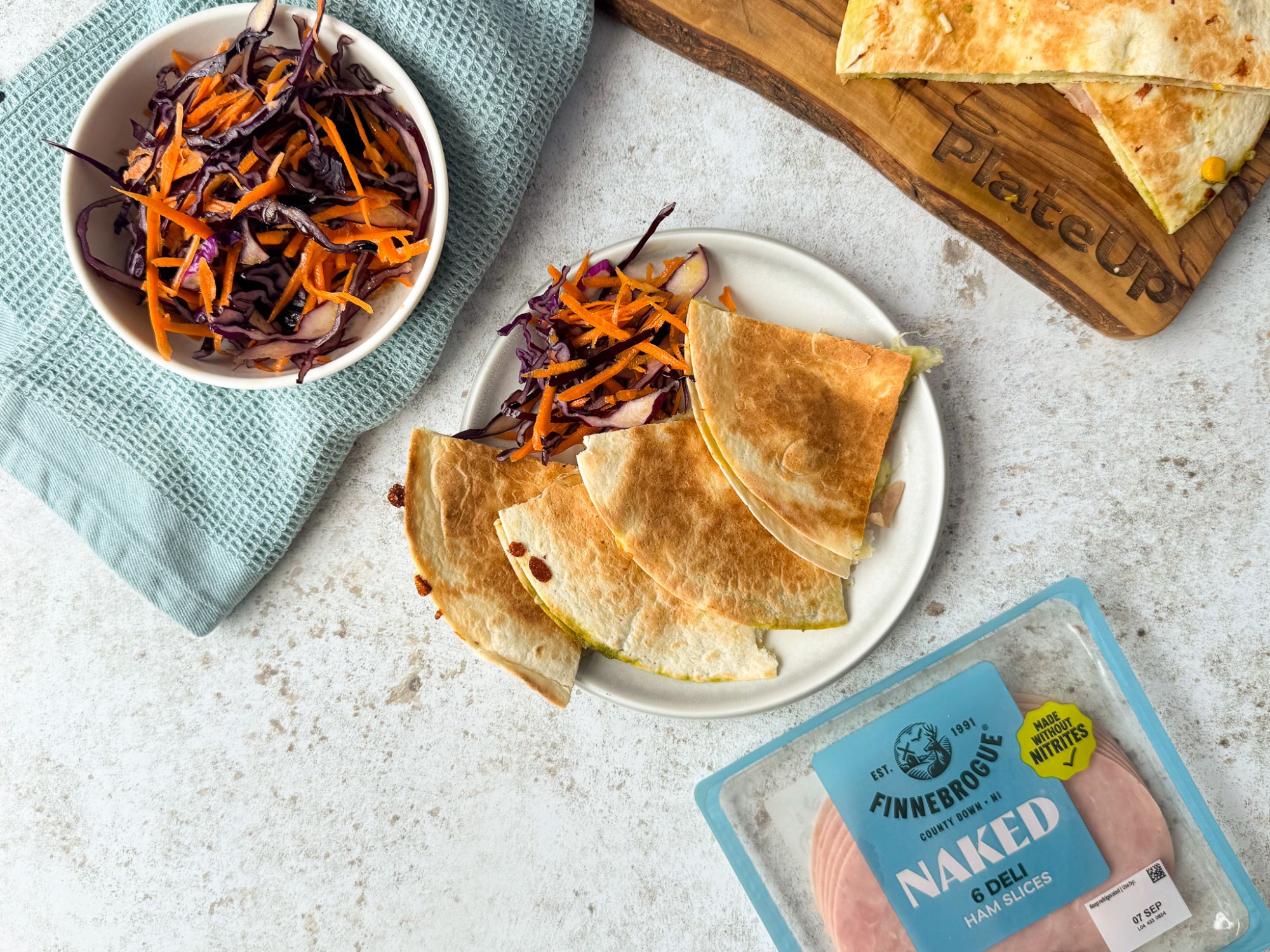 Cheesy Ham Pesto Quesadillas