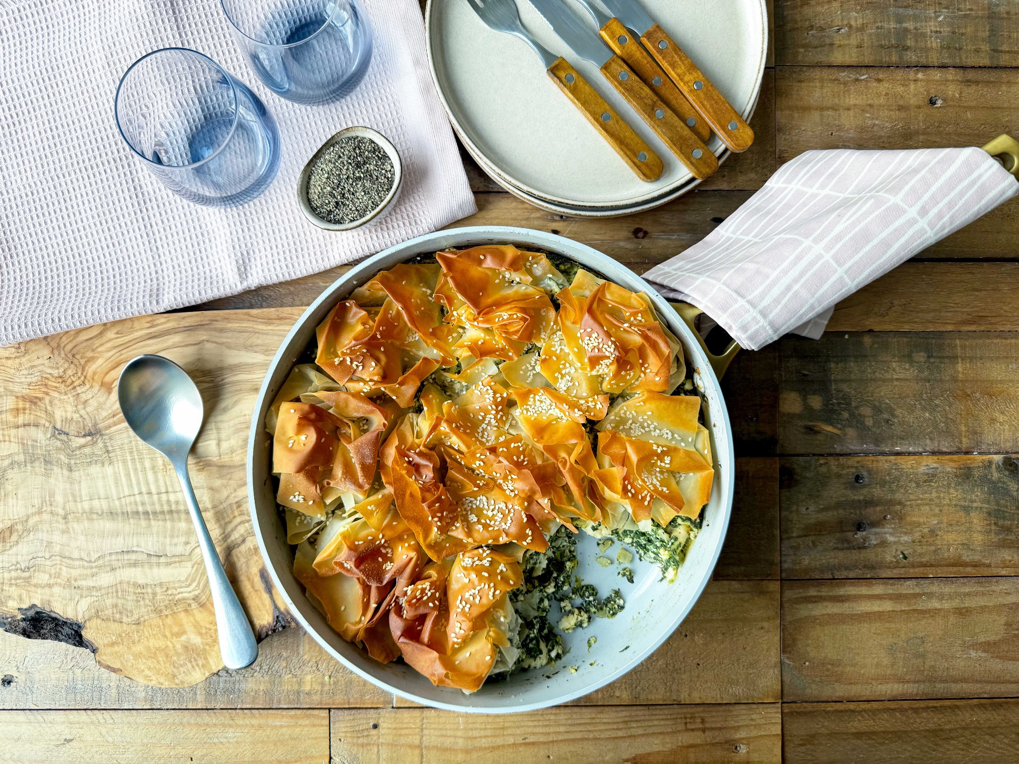 Chicken Spanakopita Frying Pan Pie