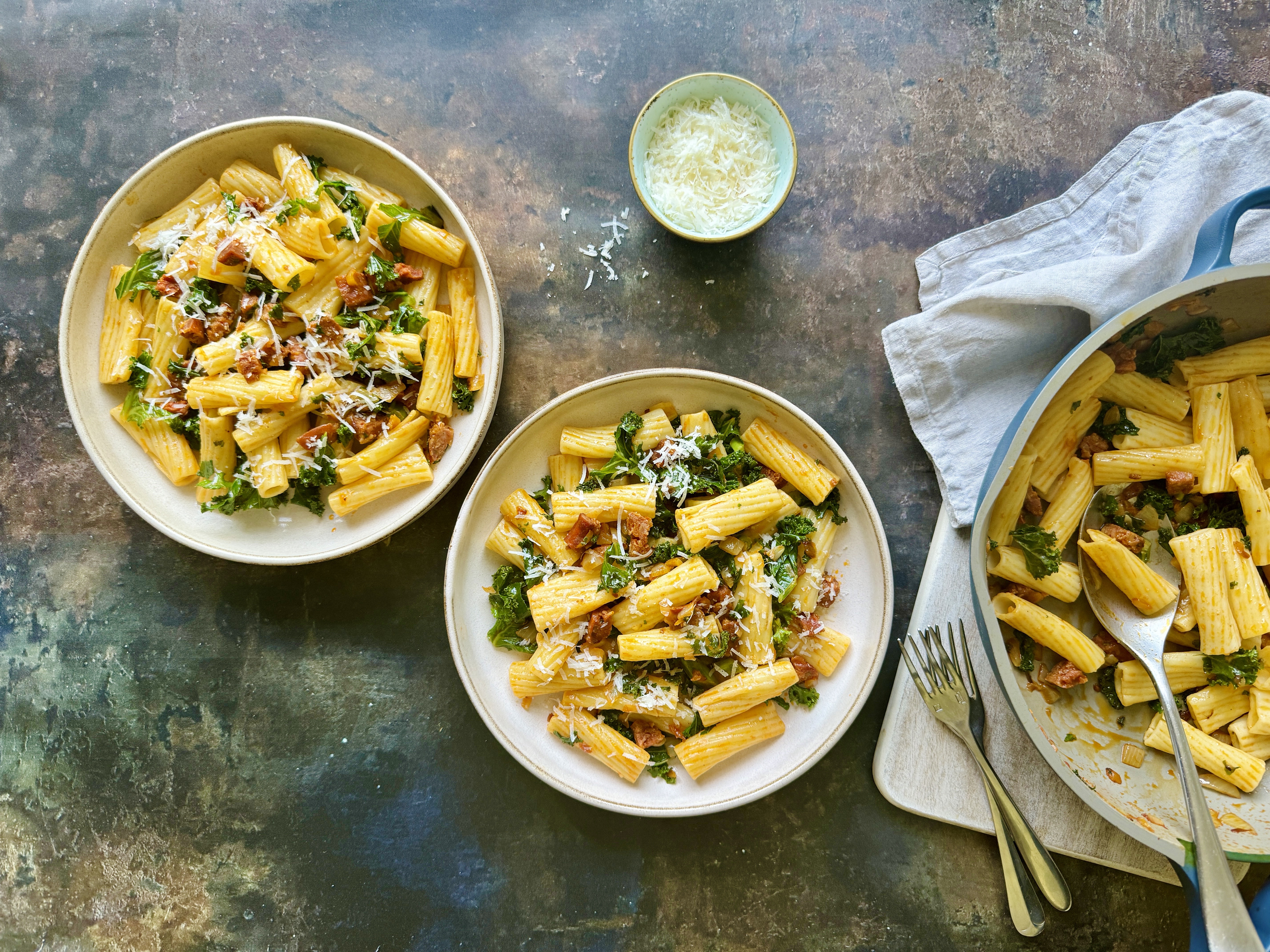 5 Ingredient Chorizo & Kale Rigatoni
