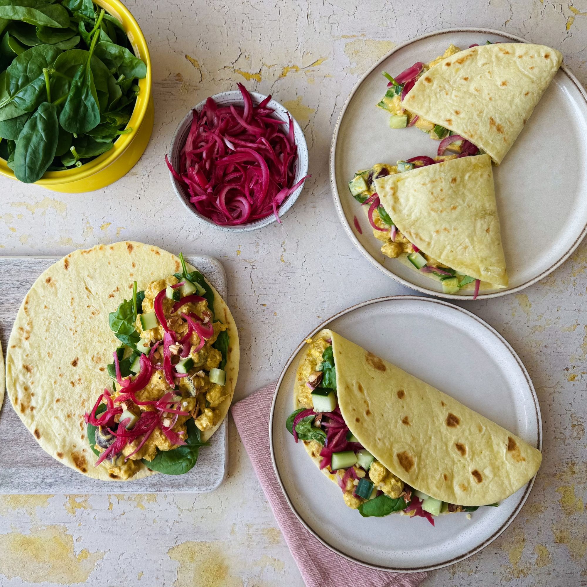 Coronation Chickpea Piadina Flatbreads