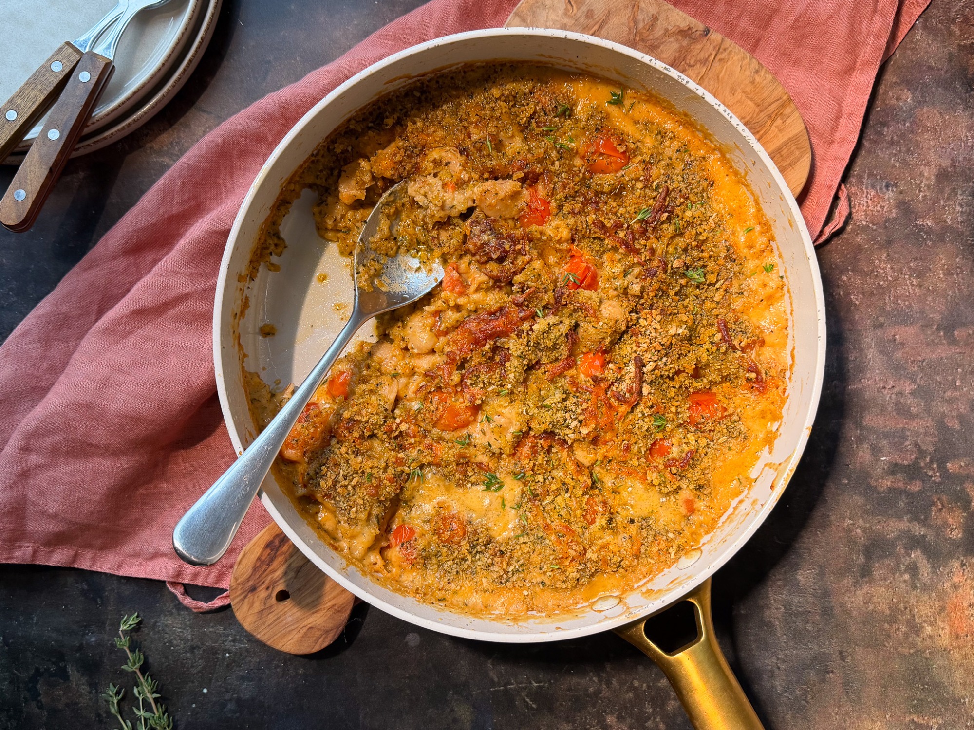 Brown Butter Beans, Tomato & Mascarpone Gratin