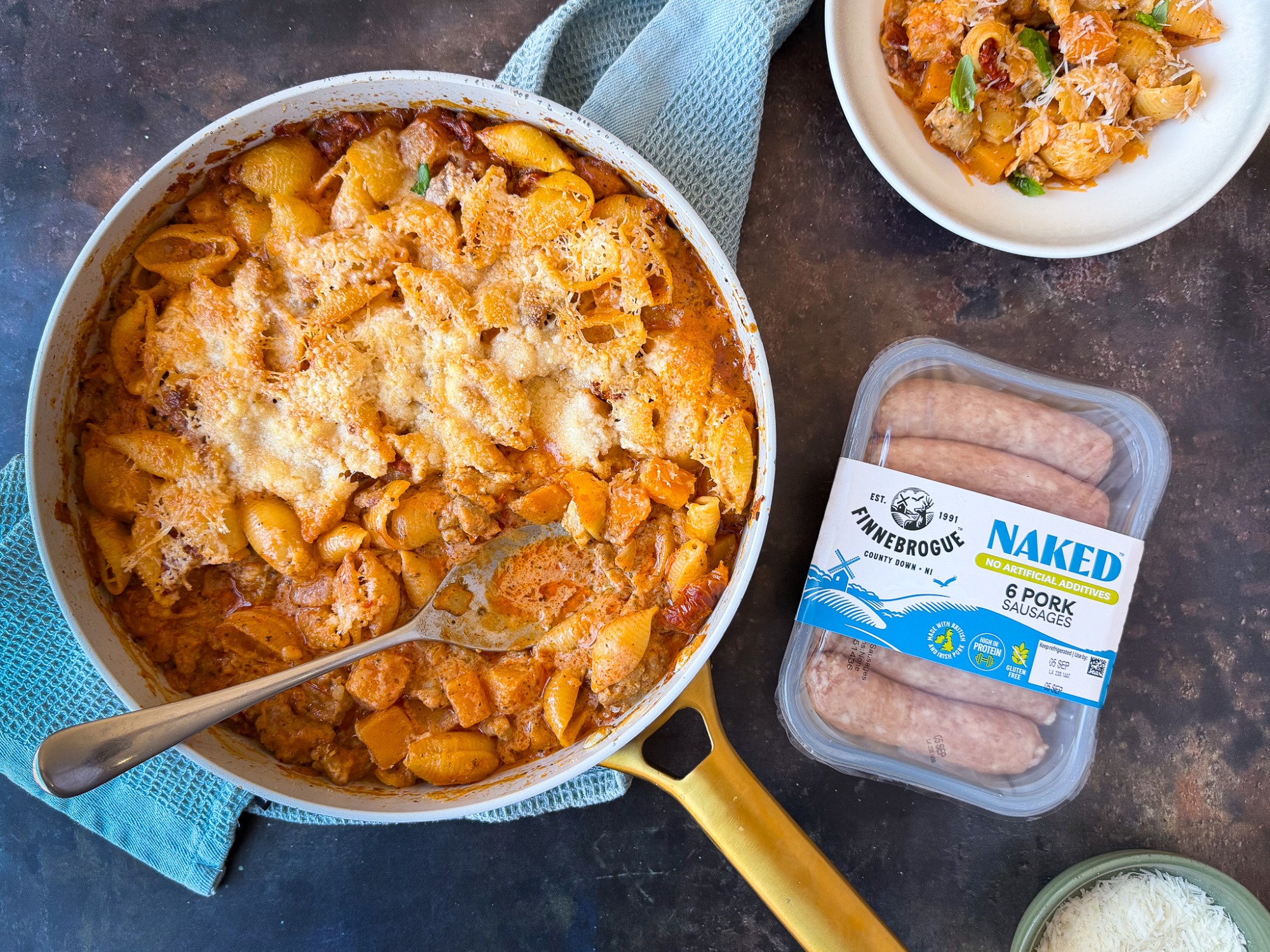 Creamy Tuscan Sausage Pasta Bake