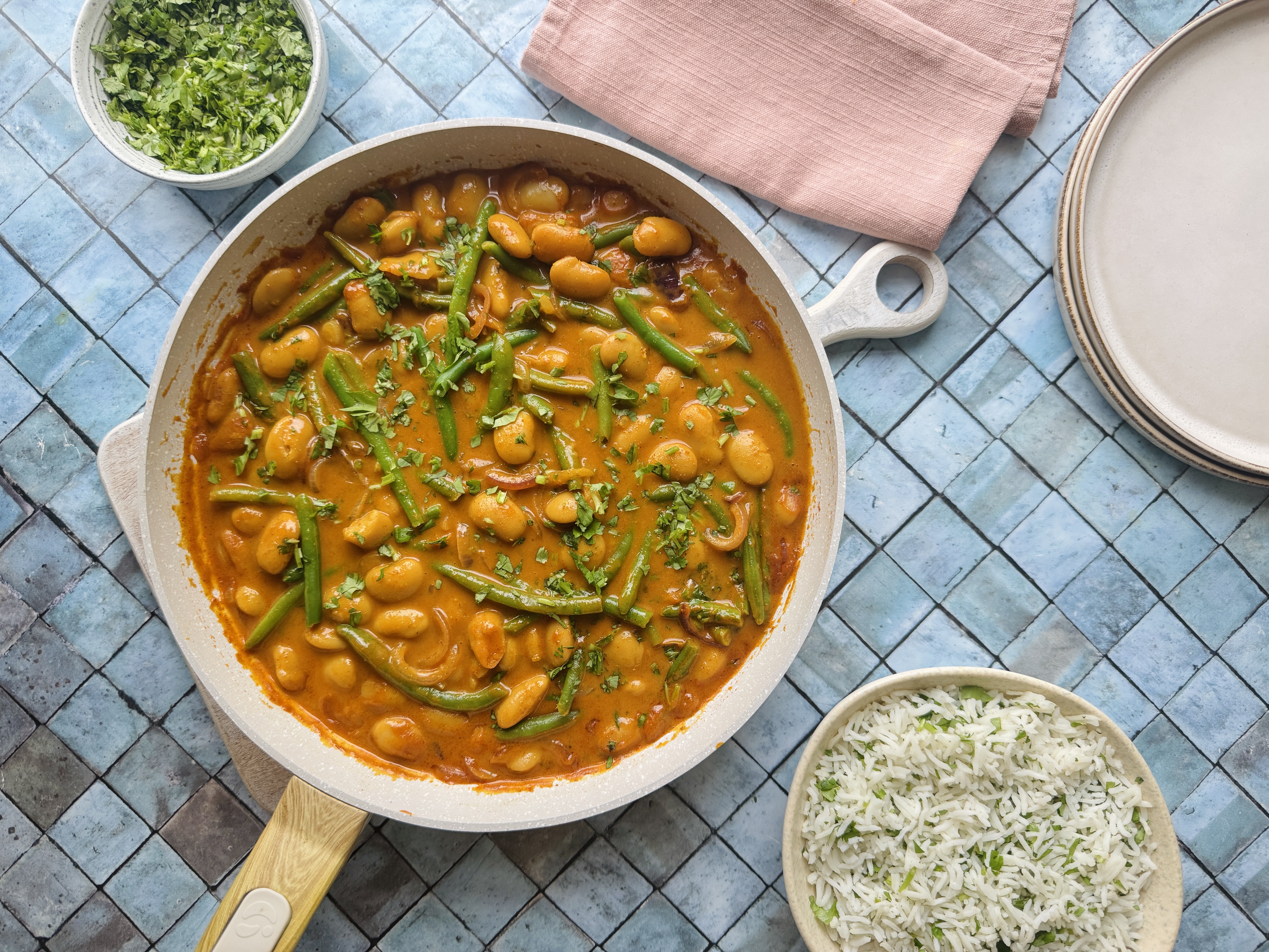 Easy Butter Bean Curry & Coriander Rice