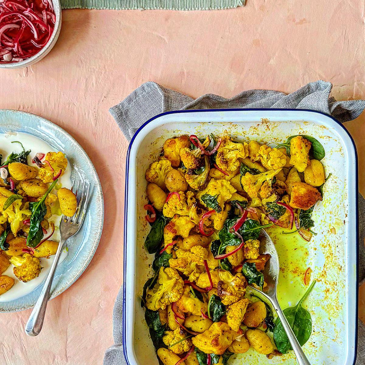 Golden Cauliflower & Halloumi Gnocchi Bake