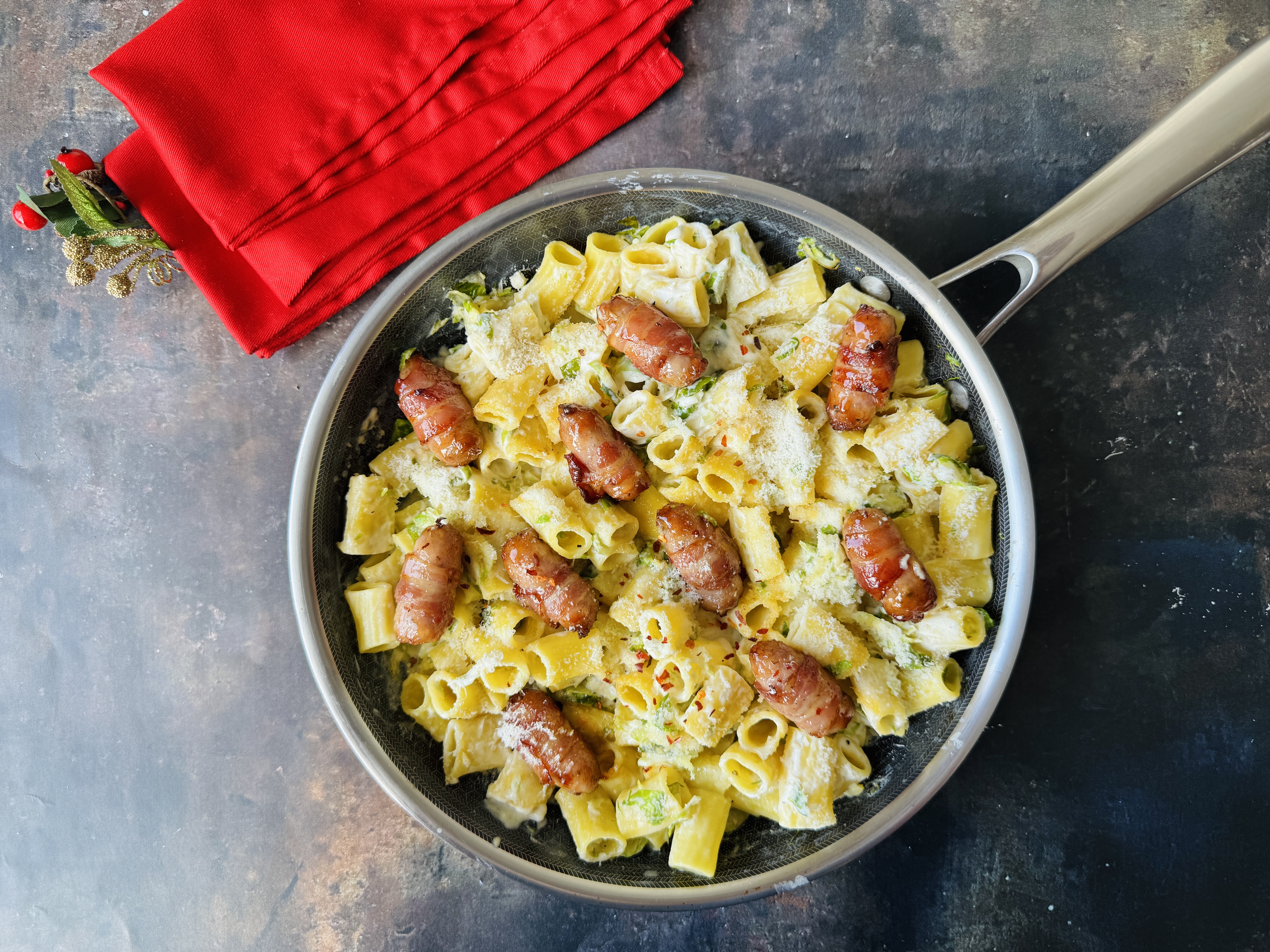 Hot Honey Pigs in Blankets Pasta