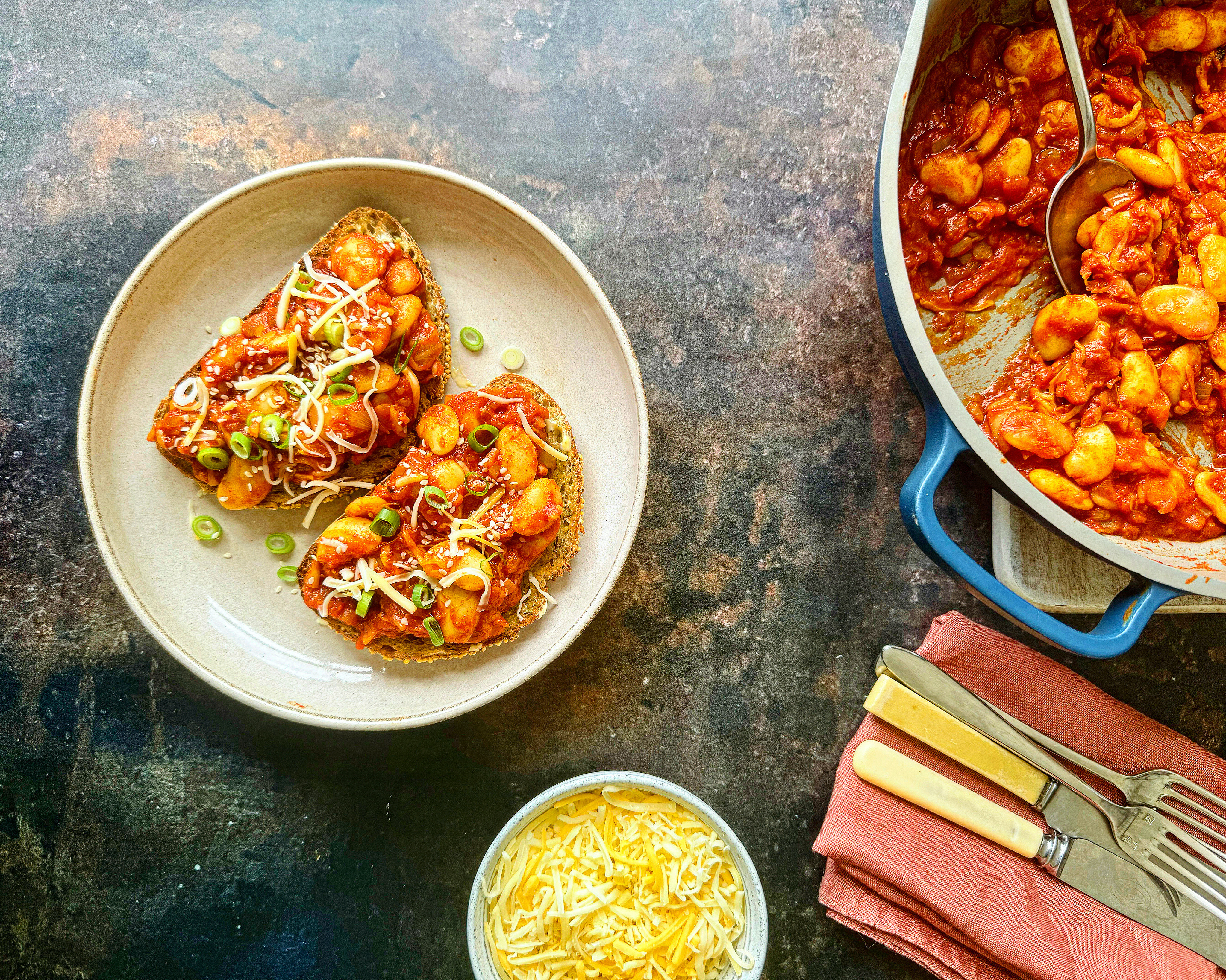 Kimcheese Beans on Toast