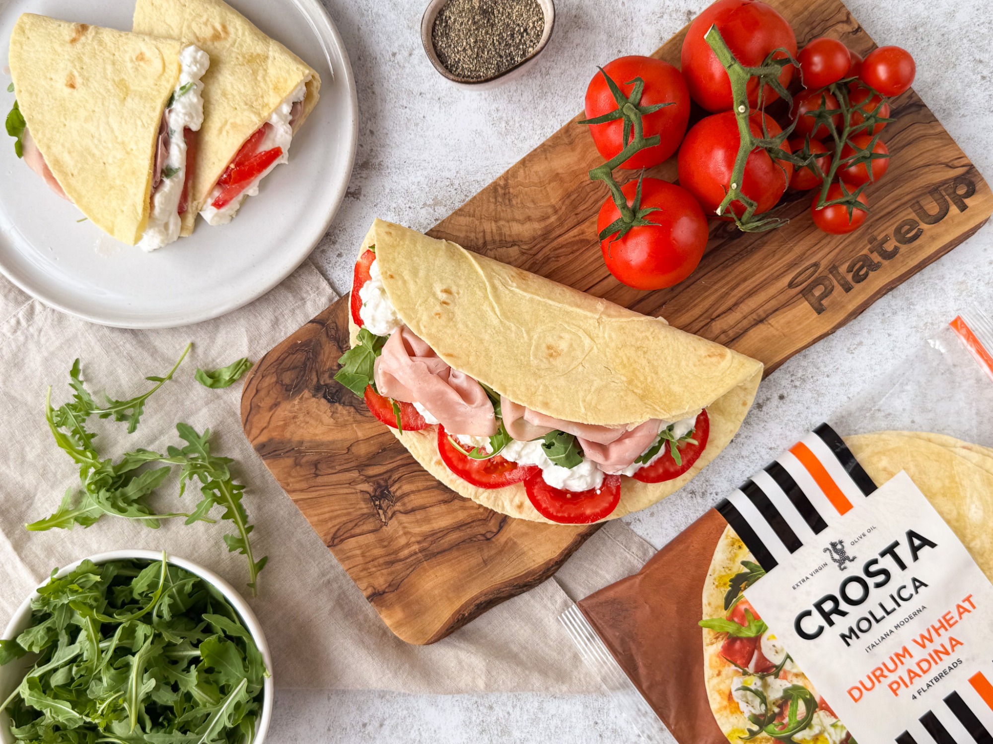 Mortadella, Tomato & Burrata Wraps