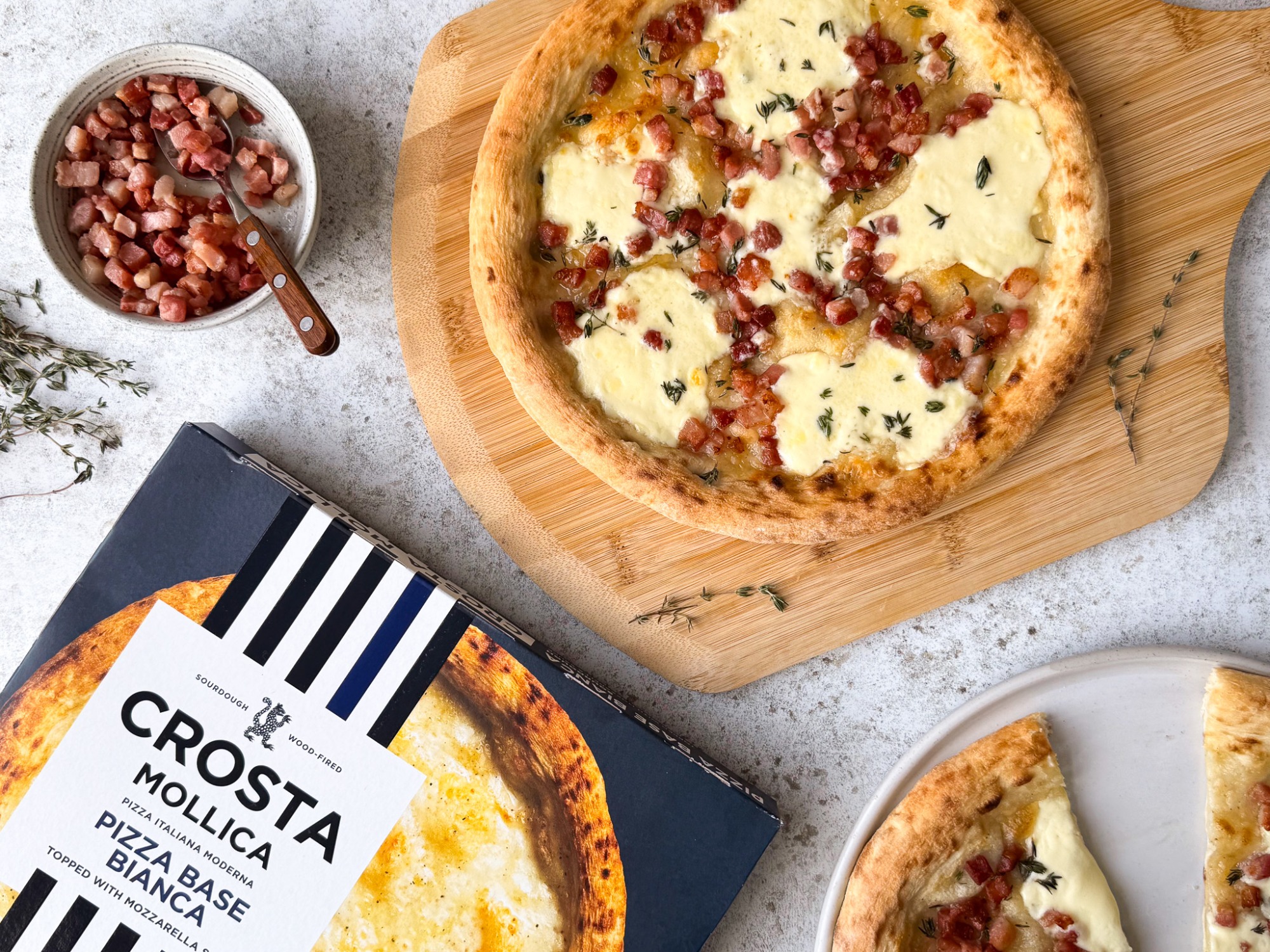 Pancetta, Mascarpone & Thyme Bianca Pizza