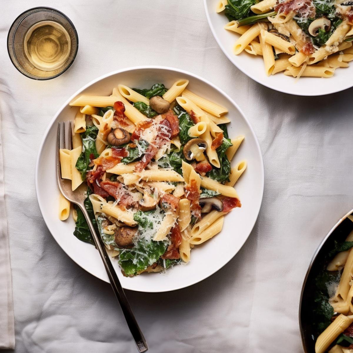 Pancetta , Spinach and Mushroom Penne