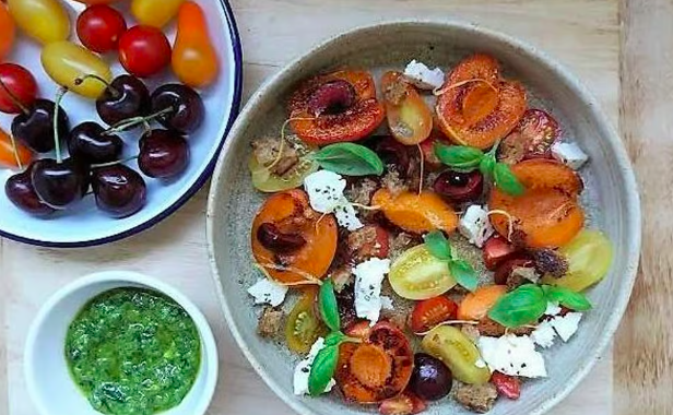 Roast Peach & Tomato Salad With Feta