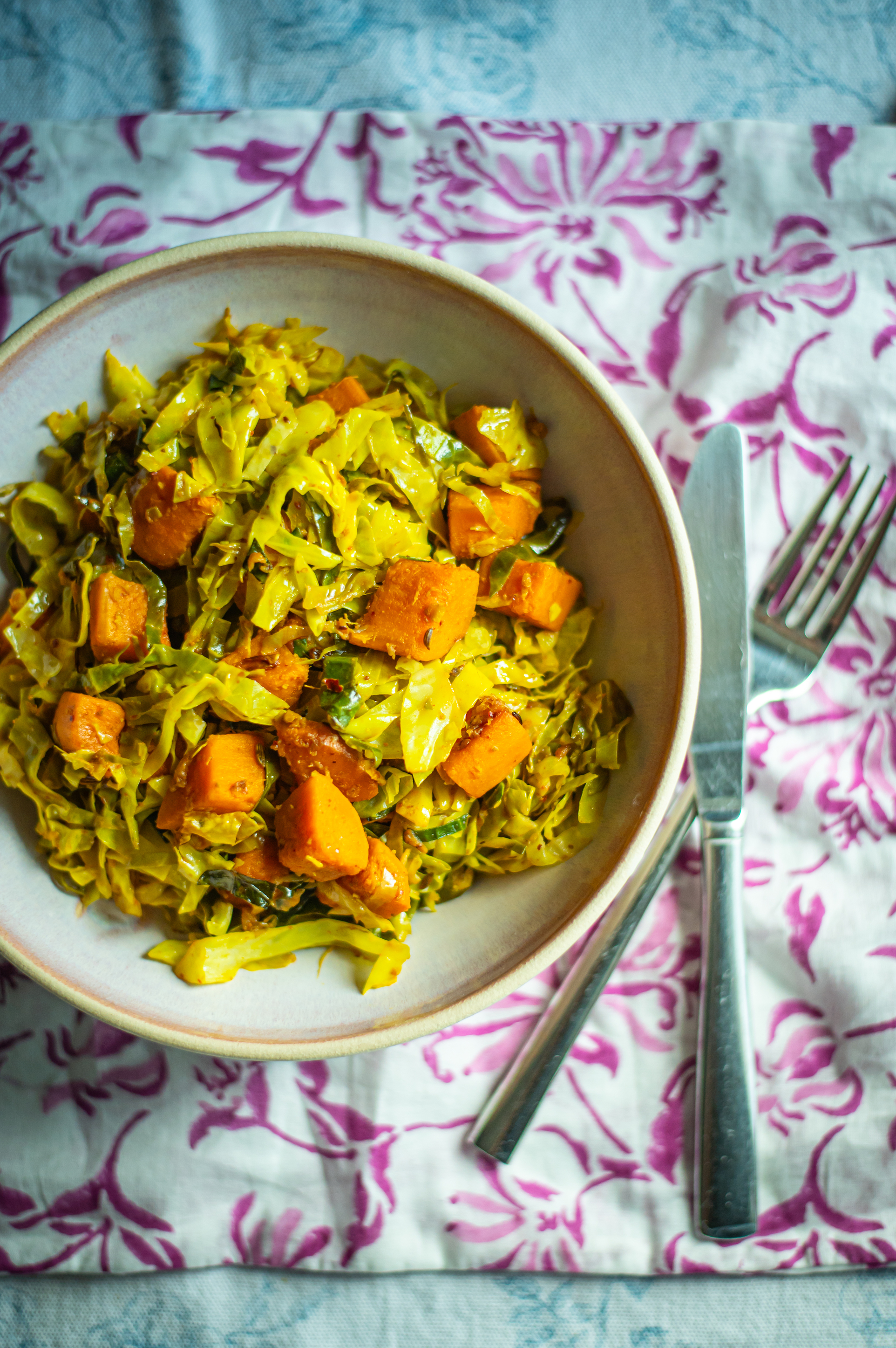 Sweet Potato & Cabbage Sabzi