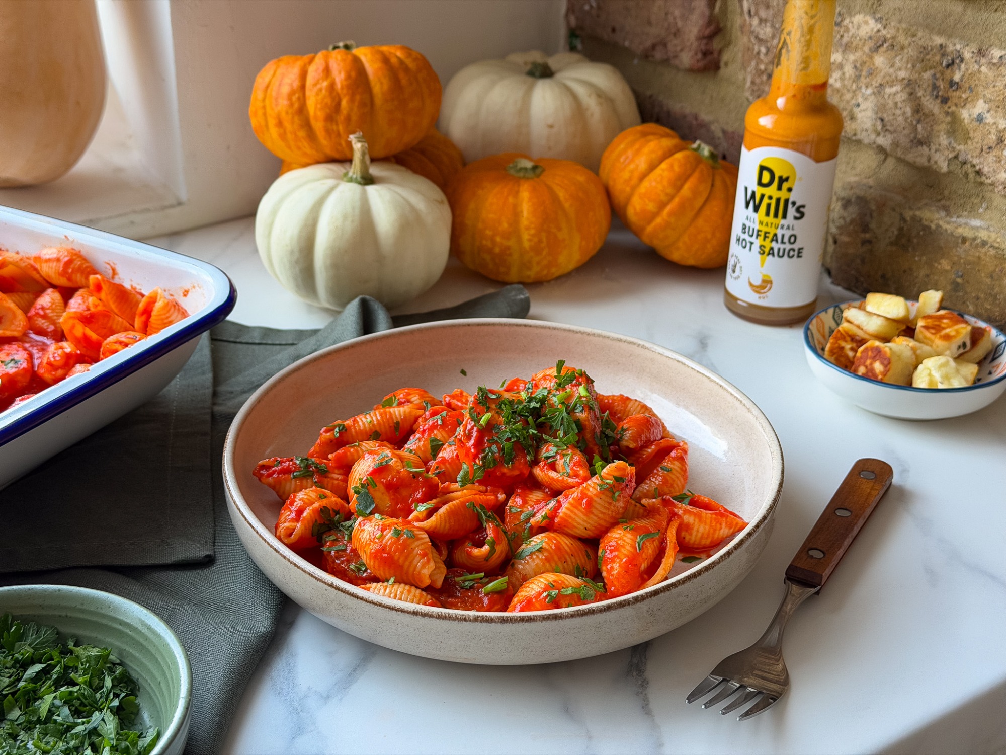 5 Ingredient Buffalo Halloumi Pasta