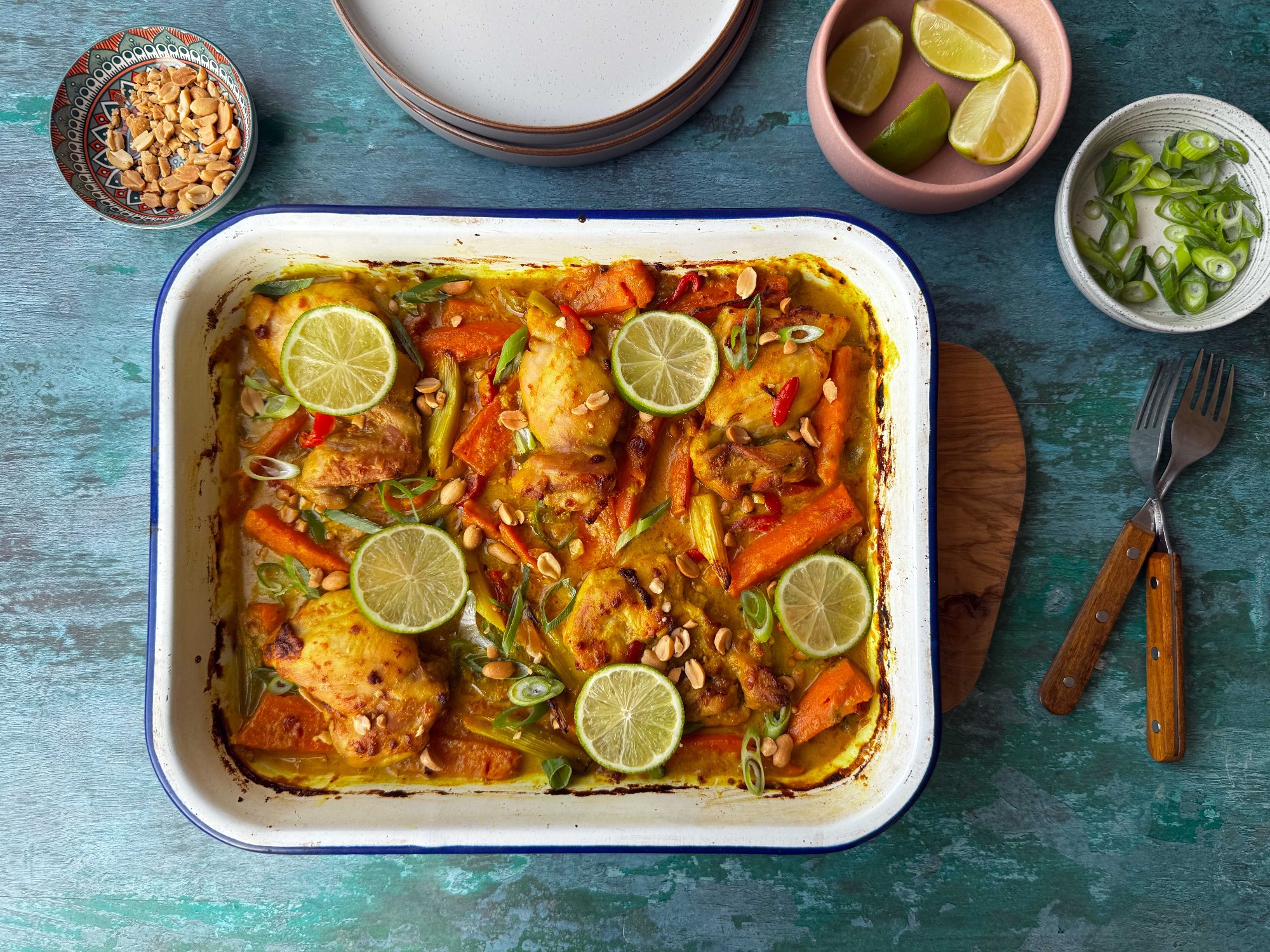 Sticky Satay Chicken Traybake
