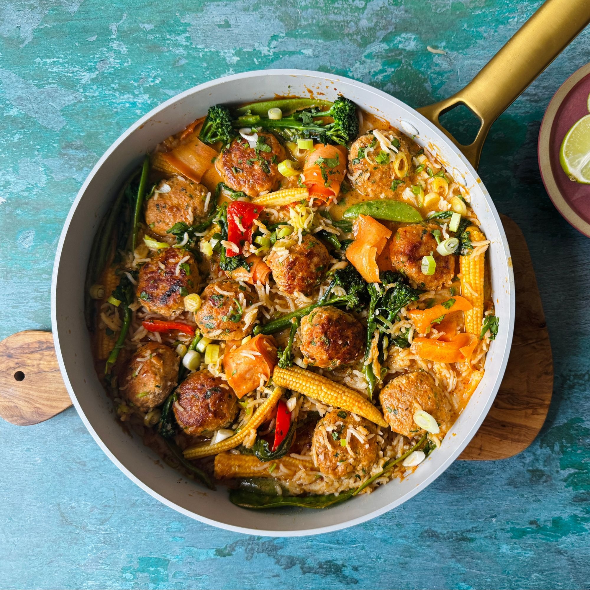 One Pan Thai Red Chicken Meatballs