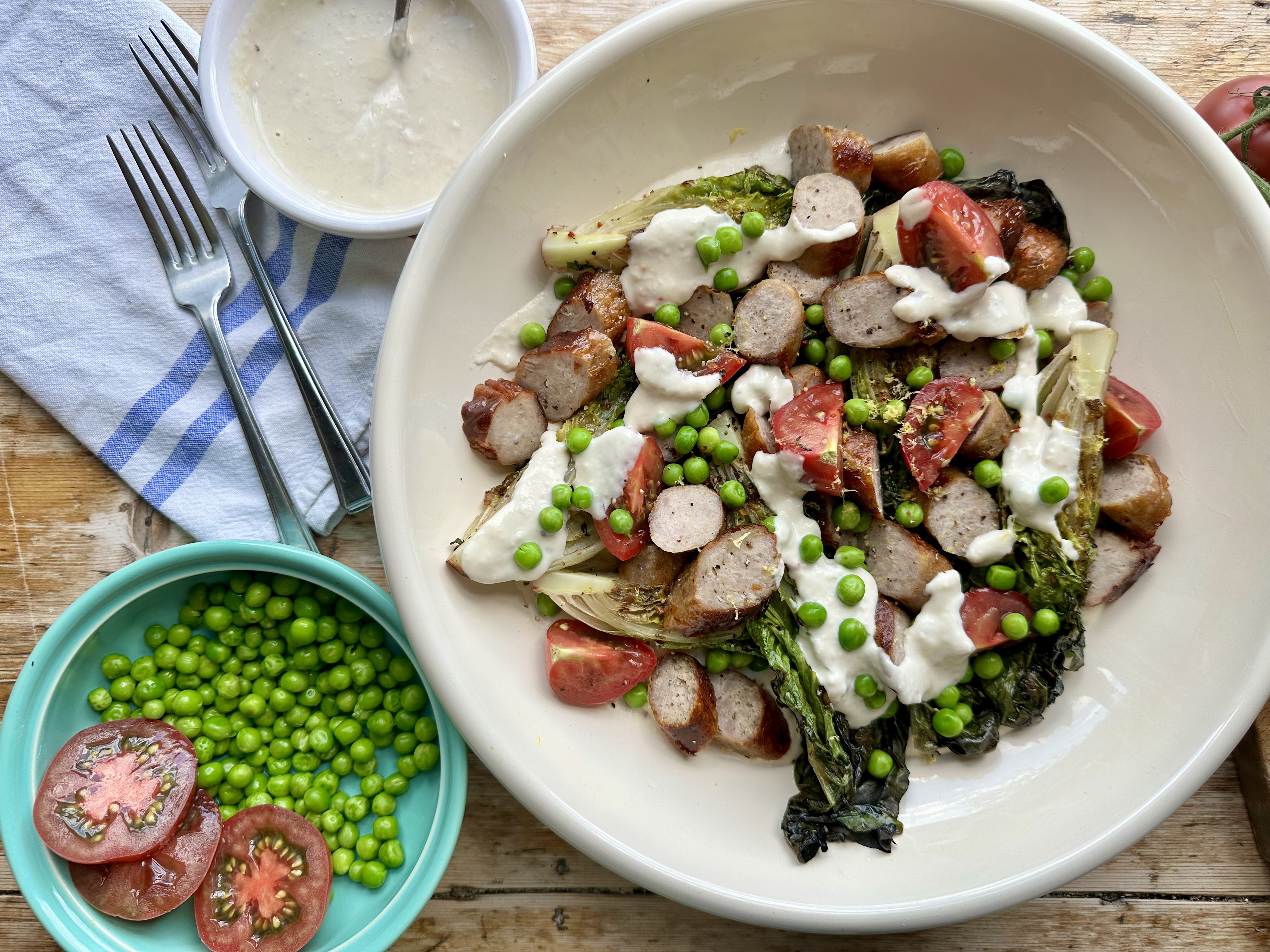 Griddled Sausage & Baby Gem Salad